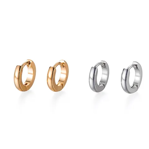 Pendientes De Aro Huggie De Acero Inoxidable Pulido Brillante Liso Geométrico Joyería De Moda Tendencia Para Mujeres Hombres