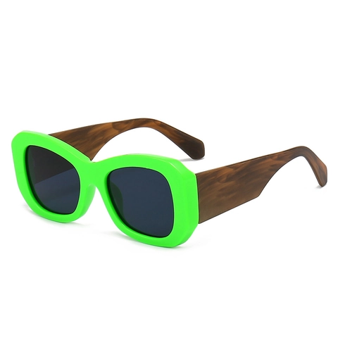Retro Sonnenbrille Damen Dicke Fassung UV400 Schutz PC Material Bügel In Holzoptik Mode Brille