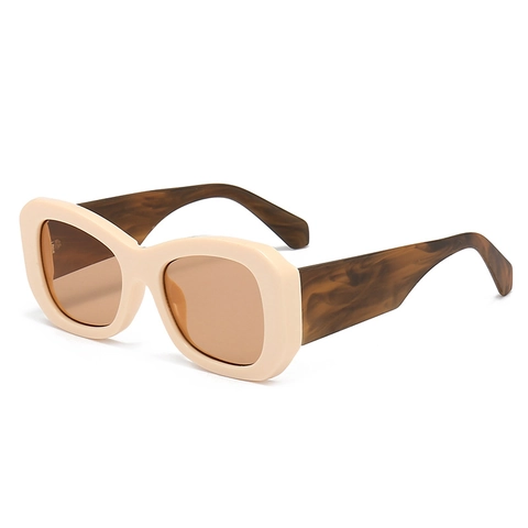 Retro Sonnenbrille Damen Dicke Fassung UV400 Schutz PC Material Bügel In Holzoptik Mode Brille