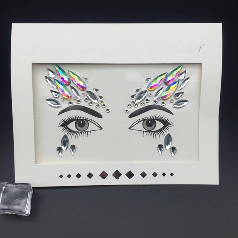 Irisierende Gesicht Kristall Aufkleber Strass Körper Juwelen Selbstklebend Für Festival Rave Party Make-up