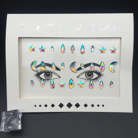 Shiny Iridescent Face Crystal Stickers DIY Rhinestone Eyes Face Jewels Temporary Tattoo For Rave Festival Party Makeup Accessories