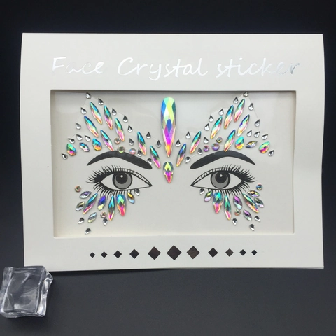 Pegatina De Cristal Facial Joyas De Diamantes De Imitación De Resina Acrílica Iridiscente Tatuaje Temporal Para Maquillaje De Fiesta