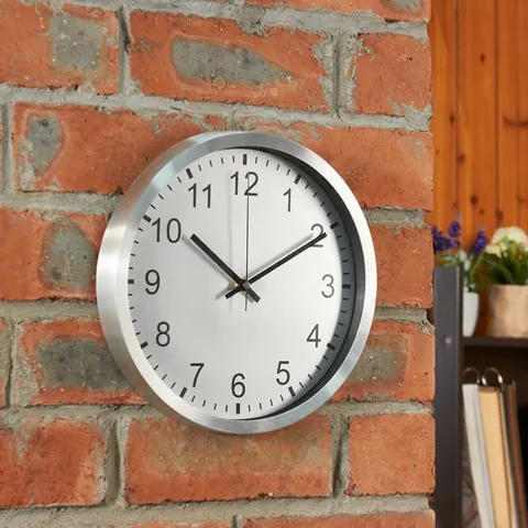 Orologio Da Parete Tondo Cornice Metallo Acciaio Inossidabile Silenzioso Movimento Quarzo Stile Moderno Minimalista
