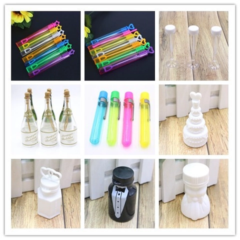 Empty Bubble Wand Bottles Plastic Heart Champagne Shape Wedding Party Favors Decorations Kids Toys DIY
