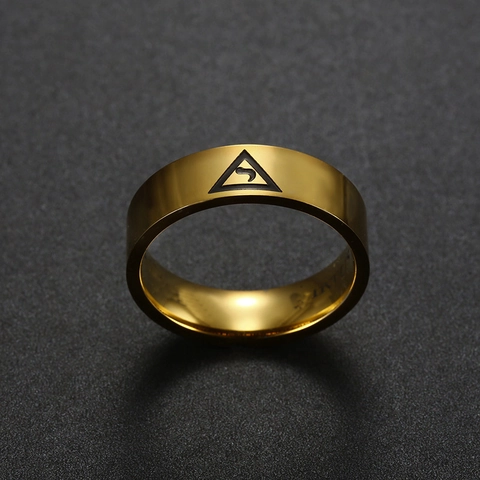 Anello In Acciaio Inossidabile Vintage Simbolo Triangolo Lucido Gioielli Per Uomini