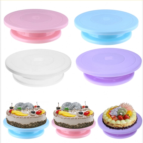 Cake Turntable Rotating Decorating Stand Plastic Non Slip Base Smooth Rotation Baking Tool For Icing DIY Decor