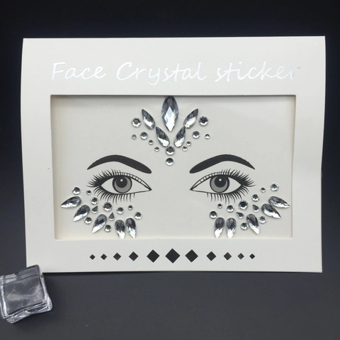 Iridescent Face Crystal Sticker Resin Rhinestone Face Jewelry For Music Festival Carnival Halloween Party Women Makeup Decoration
