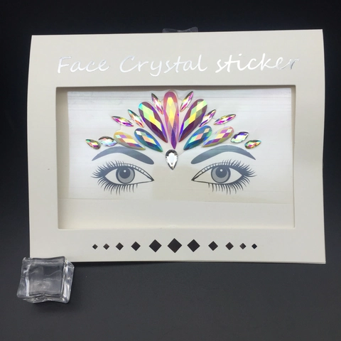 Self-Adhesive Face Crystal Rhinestone Stickers Trendy Acrylic Face Jewels For Music Festival Rave Party Face Jewelry Gems