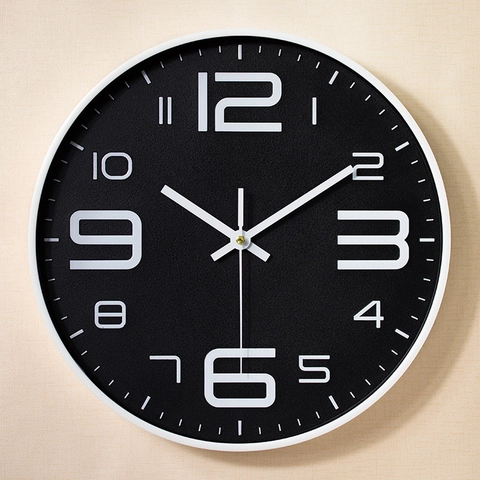 Orologio Da Parete Rotondo Minimalista Moderno Plastica Vetro Quarzo Silenzioso Analogico Arredamento Soggiorno Ufficio