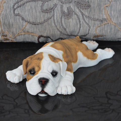 Statuetta Di Bulldog Inglese Realistica Statua Di Cane In Resina Per Decorazioni Casa Ornamento Cruscotto Auto Regalo