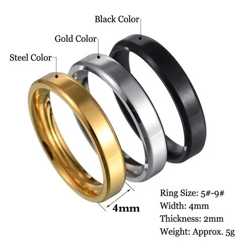 Anillo De Banda De Acero Inoxidable Pulido Joyería Clásica Minimalista Superficie Lisa Para Hombres Mujeres