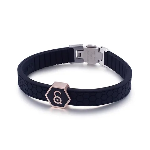 Bracciale Sportivo In Silicone E Acciaio Inossidabile Con Trama A Nido D'Ape Metallo Esagonale Germanio Magnete