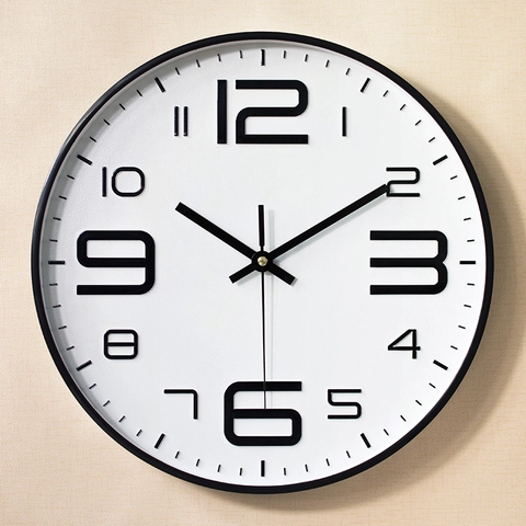 Orologio Da Parete Rotondo Minimalista Moderno Plastica Vetro Quarzo Silenzioso Analogico Arredamento Soggiorno Ufficio