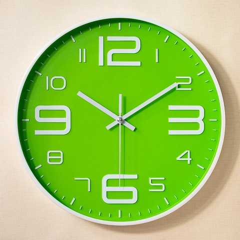 Moderne Runde Wanduhr Geräuschlos Ohne Ticken Quarzwerk Dreidimensionale Ziffern Kunststoff Dekorativ Für Zuhause Und Büro