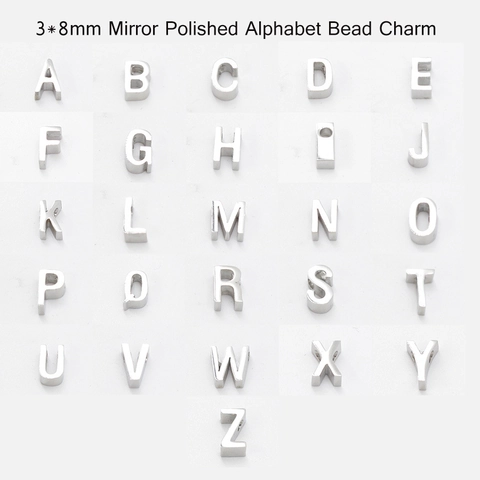 Edelstahl Alphabet Buchstaben Perlen Spiegel Poliert DIY Schmuckherstellung Charms Anhänger Kleines Loch