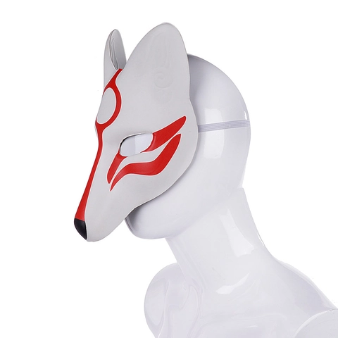Japanese Kitsune Fox Mask PU Leather EVA For Cosplay Halloween Masquerade Party Traditional Anime Design For Adults