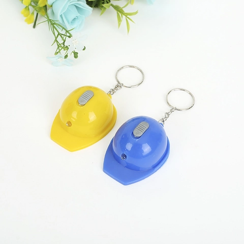 Safety Helmet Keychain With LED Light And Bottle Opener Portable Plastic Hard Hat Key Ring For Bag Pendant Party Favors