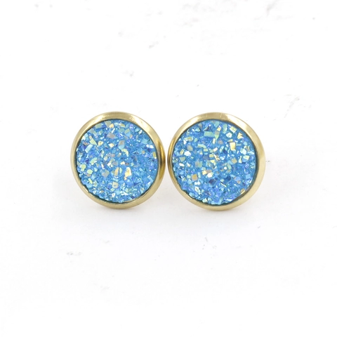 Edelstahl Druzy Ohrstecker Schimmernder Runder Harz Schmuck Für Frauen Minimalistisches Geometrisches Accessoire