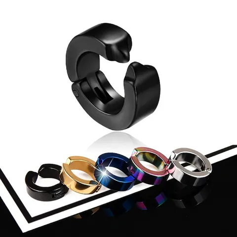 Clip On Oorbellen Titanium Roestvrij Staal Zonder Gaatjes Ronde Ring Punk Hip Hop Stijl Draak Kruis Doodskop Voor Heren Dames