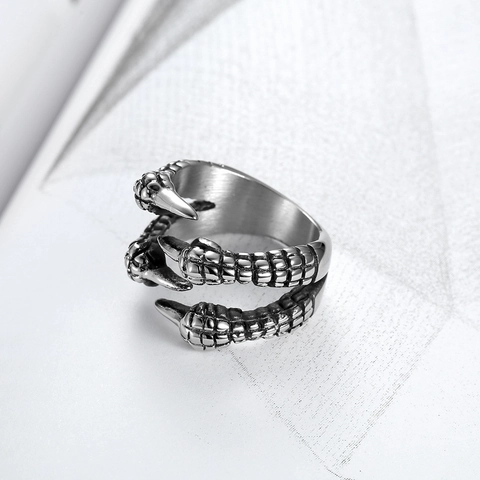 Gothic Dragon Claw Open Ring Stainless Steel Retro Punk Style Jewelry For Men And Women Personality Accessories
