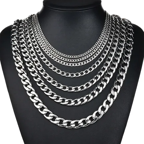 Schakelketting Roestvrij Staal Cuban Link Hip Hop Punk Stijl Minimalistische Sieraden Voor Heren Dames
