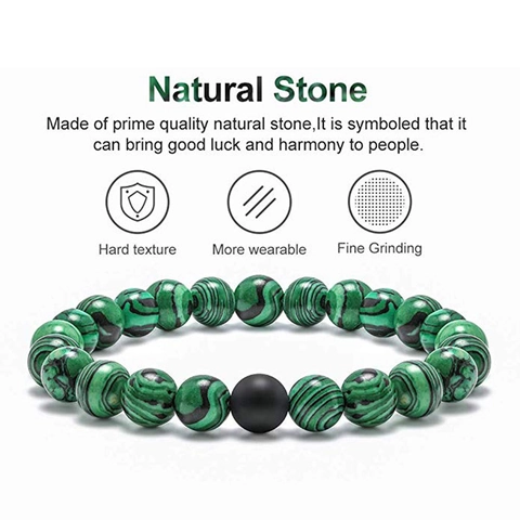 Beaded Bracelet Natural Stone Malachite Lava Rock Agate Howlite Elastic Couples Yoga Healing Fashion Jewelry
