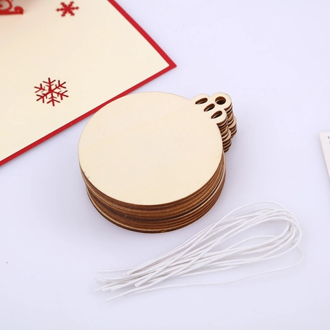 Colgantes De Bolas De Navidad De Madera Natural Adornos Colgantes Redondos Tallados Sin Terminar Con Cuerda De Cáñamo DIY