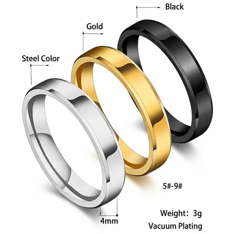Minimalist Band Ring Stainless Steel Beveled Edge Polished Smooth Surface For Men Women Classic Simple Jewelry