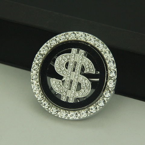 Hip Hop Drehbarer Dollarzeichen Anhänger Iced Out Strass Legierung Rotierendes Rundes Zubehör Für DIY Schmuck Handyhülle Dekor