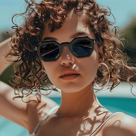 Lunettes De Soleil Polygonales Géométriques Vintage Compatibles Verres Correcteurs Monture Plastique Octogone Hexagone