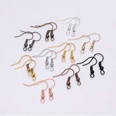 Stainless Steel Earring Hooks With Bead And Coil Fish Hook Earwire DIY Jewelry Finding Supplies