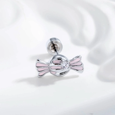 Pinkfarbene Bonbon Knorpel Piercing Ohrstecker Mit Emaille Und Zirkonia Schraubverschluss Schmuck Für Damen
