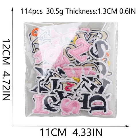 Mini Embroidery Letter Number Patches Polyester Iron On Appliques For DIY Clothing Bag Decoration Colorful Small Alphabet