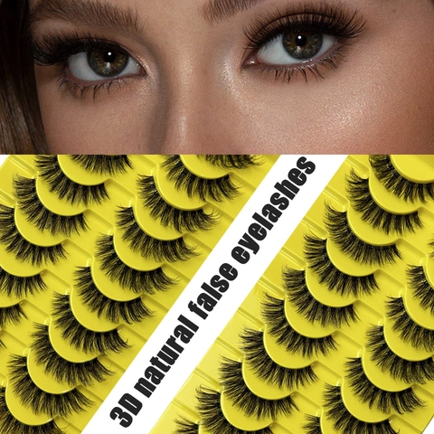 3D False Eyelashes Faux Mink Synthetic Fiber Natural Curly Fluffy Multi Layered Reusable Lightweight Black Makeup Accessories
