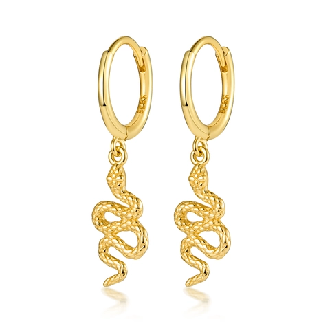 S925 Sterlingsilber Schlangenform Ohrhänger Einzigartige Tier Texturierte Gold Silber Schlange Creolen Ohrringe Für Damen Schmuck