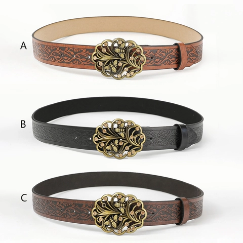 Cintura Boemia Retrò Da Donna In Pelle PU Motivo Floreale Goffrato Fibbia Ape Fiore Lega Strass Stile Western