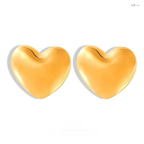 Boucles D'oreilles Puces Cœur Acier Inoxydable Titane Plaqué Or Minimaliste Élégant Mode Accessoires Pour Femmes