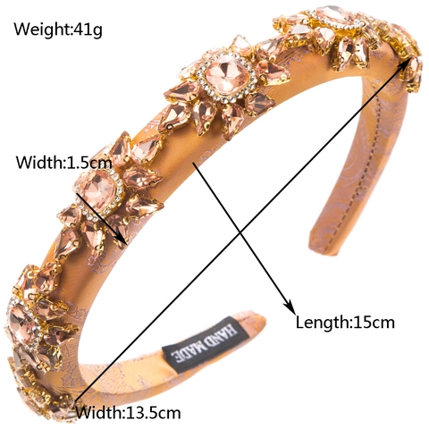Cerchietto Imbottito Barocco Per Donna Lusso Tessuto Lega Cristallo Strass Retro Floreale Fascia Accessorio Moda