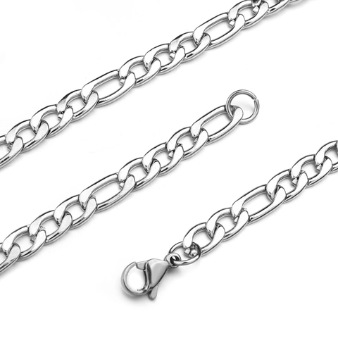 Unisex Stainless Steel Figaro Chain Necklace Hip Hop Punk Silver Color Link Chain For Men Women Fashion Jewelry Gift