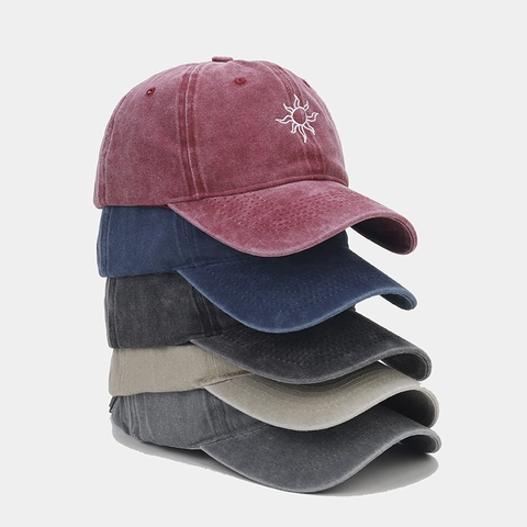 Gorra De Béisbol De Algodón Lavado Vintage Con Bordado De Sol Sombrero De Sol Ajustable Informal
