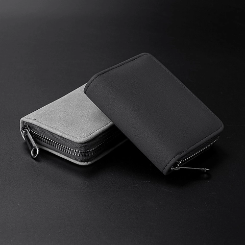 Matte PU Leather Card Holder Wallet RFID Blocking Accordion Multi Slot Zipper Pocket Minimalist Business For Men Women