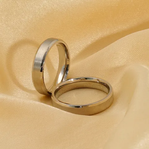 Anello A Fascia In Acciaio Inossidabile Minimalista Superficie Spazzolata Finitura Lucida Gioielli Di Coppia Per Uomo E Donna