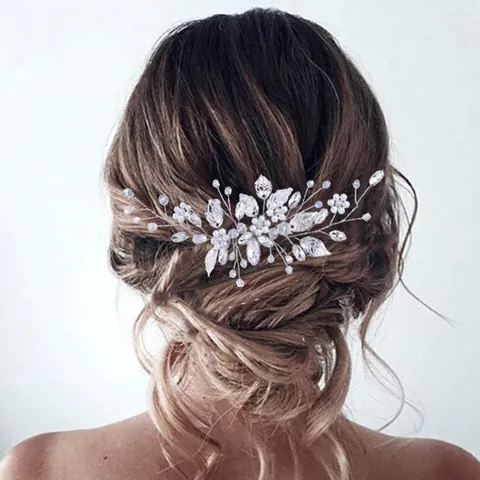 Peine Para El Cabello De Novia Aleación Hoja Hecho A Mano Perla Artificial Cristal Tocado De Boda Accesorios Para El Cabello Elegantes Para Mujeres