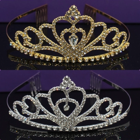 Elegante Corona Di Tiara In Lega Di Strass A Forma Di Cuore Con Pettini Antiscivolo Per Matrimonio Festa Per Donne Ragazze