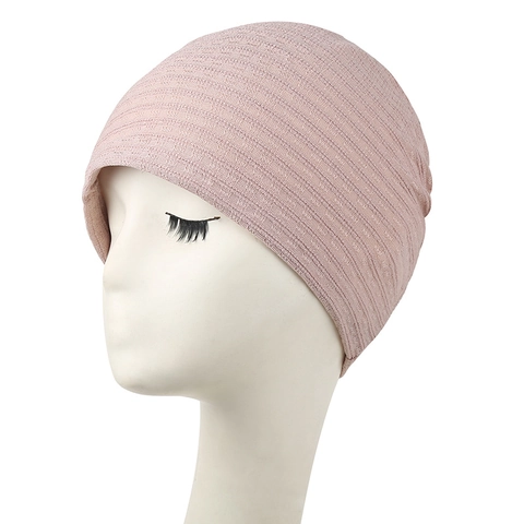 Gorro Beanie Transpirable de Mezcla de Algodón para Mujer Suave de Punto Acanalado para Confinamiento Posparto Sueño