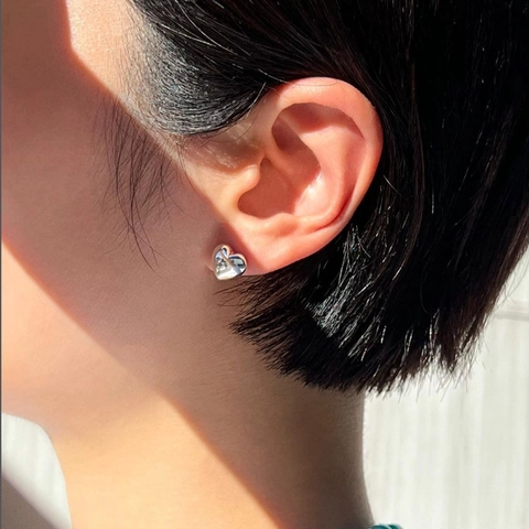 Herz Ohrstecker 925 Sterling Silber Minimalistisch Geometrisch Doppelschicht Poliert Elegant Schmuck Für Damen