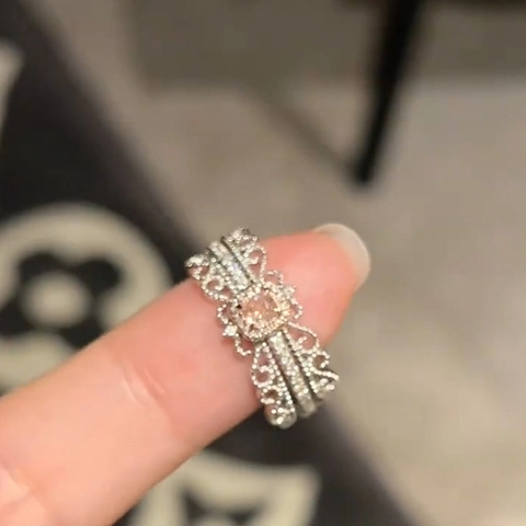 Anillo Regolabile Aperto In Rame Con Zirconia Cubica Minimalista Donne Pietra Rosa Moda Francese Gioielli Geometrici