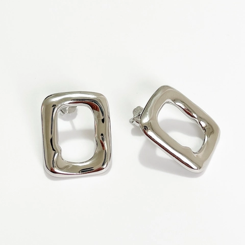 Ohrringe Aus 925 Sterling Silber Unregelmäßig Geometrisch Rechteck Hohl Ohrstecker Minimalistischer Schmuck