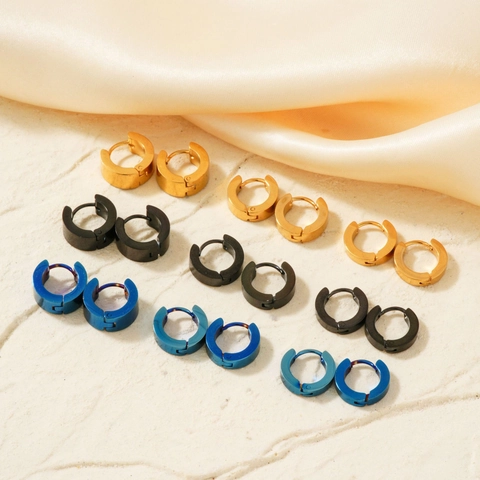Boucles D'oreilles Huggie Hoop En Acier Inoxydable Poli Miroir Géométrique Circulaire Charnière Bijoux Pour Hommes Et Femmes