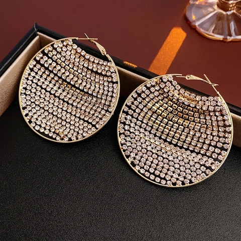 Zirkon Creolen Gold Vergoldetes Kupfer Rund Kreis Große Luxus Mode Chic Für Frauen Mit Silver Earring Post